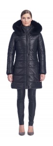 Milly Black Leather Puffy Coat